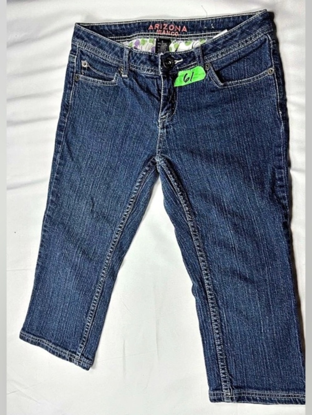 🖤 Arizona Jean Co Capri Jeans Size 5 Blue Stretch Denim Cropped Y2K Style